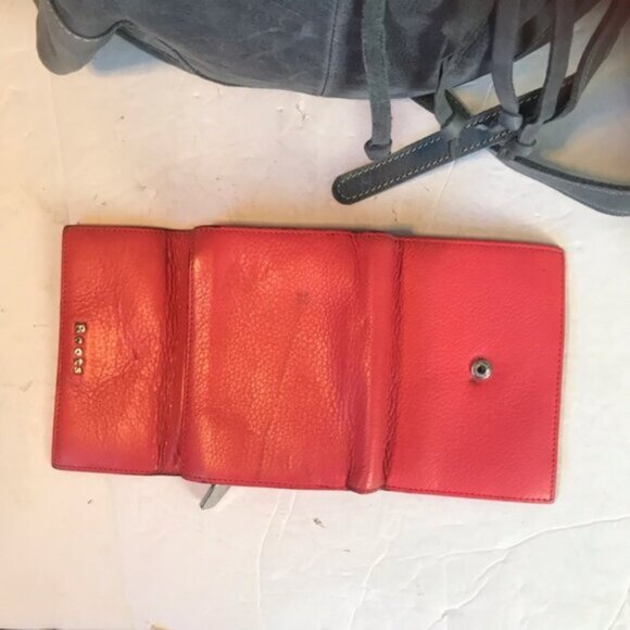 Roots Leather Bucket Tote & Wallet Crossbody Shoulder Bag Buckskin Zip Pockets - Picture 8 of 16